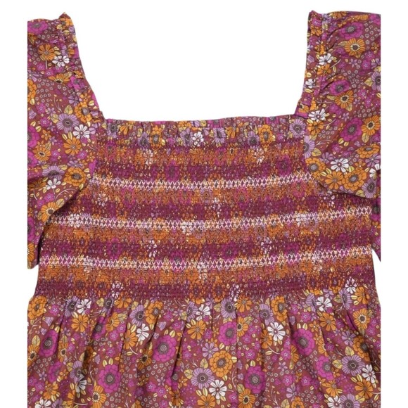 Hale Bob Floral Smocked Peplum Blouse Long Sleeve Cotton Size XL - Picture 2 of 5